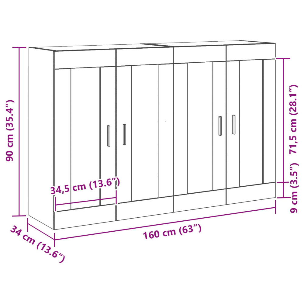 Produktbild för Väggmonterat skåp 2 pcs Artisan Ek 69,5 x 34 x 90 cm