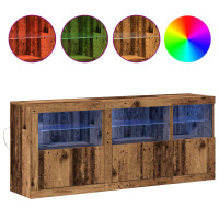 Produktbild för LED-sido bord Gammalt trä 162 x 37 x 67 cm Konstruerat trä