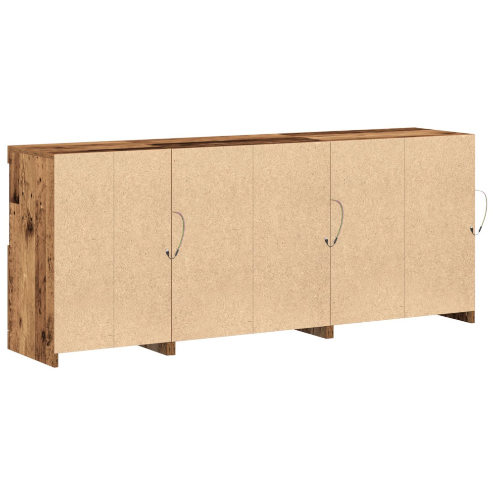 Produktbild för LED-sido bord Gammalt trä 162 x 37 x 67 cm Konstruerat trä