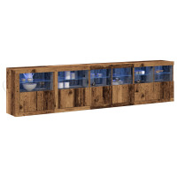 Produktbild för LED-sido bord Gammalt trä 283 x 37 x 67 cm Konstruerat trä