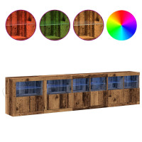 Produktbild för LED-sido bord Gammalt trä 283 x 37 x 67 cm Konstruerat trä