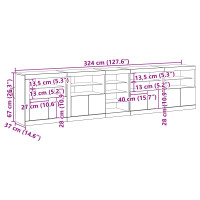 Produktbild för LED-sido bord Gammalt trä 283 x 37 x 67 cm Konstruerat trä