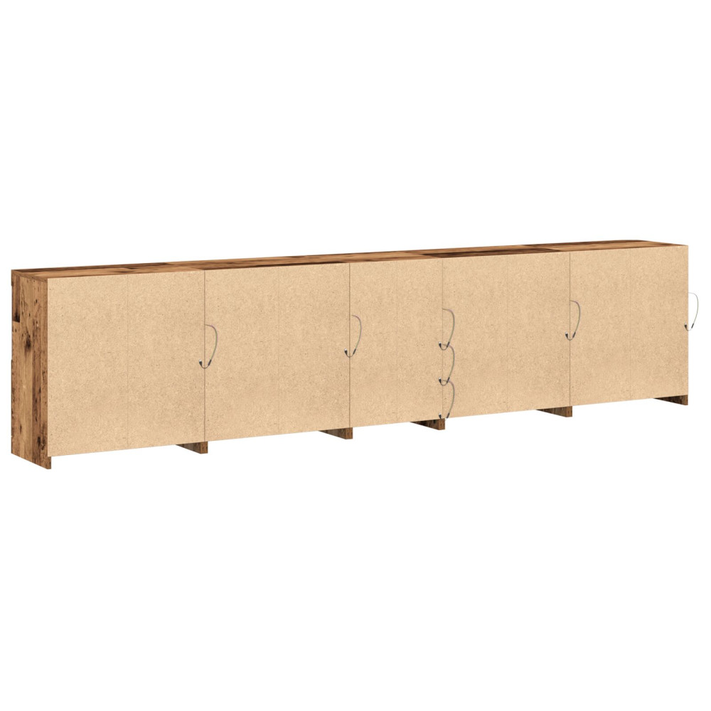 Produktbild för LED-sido bord Gammalt trä 283 x 37 x 67 cm Konstruerat trä