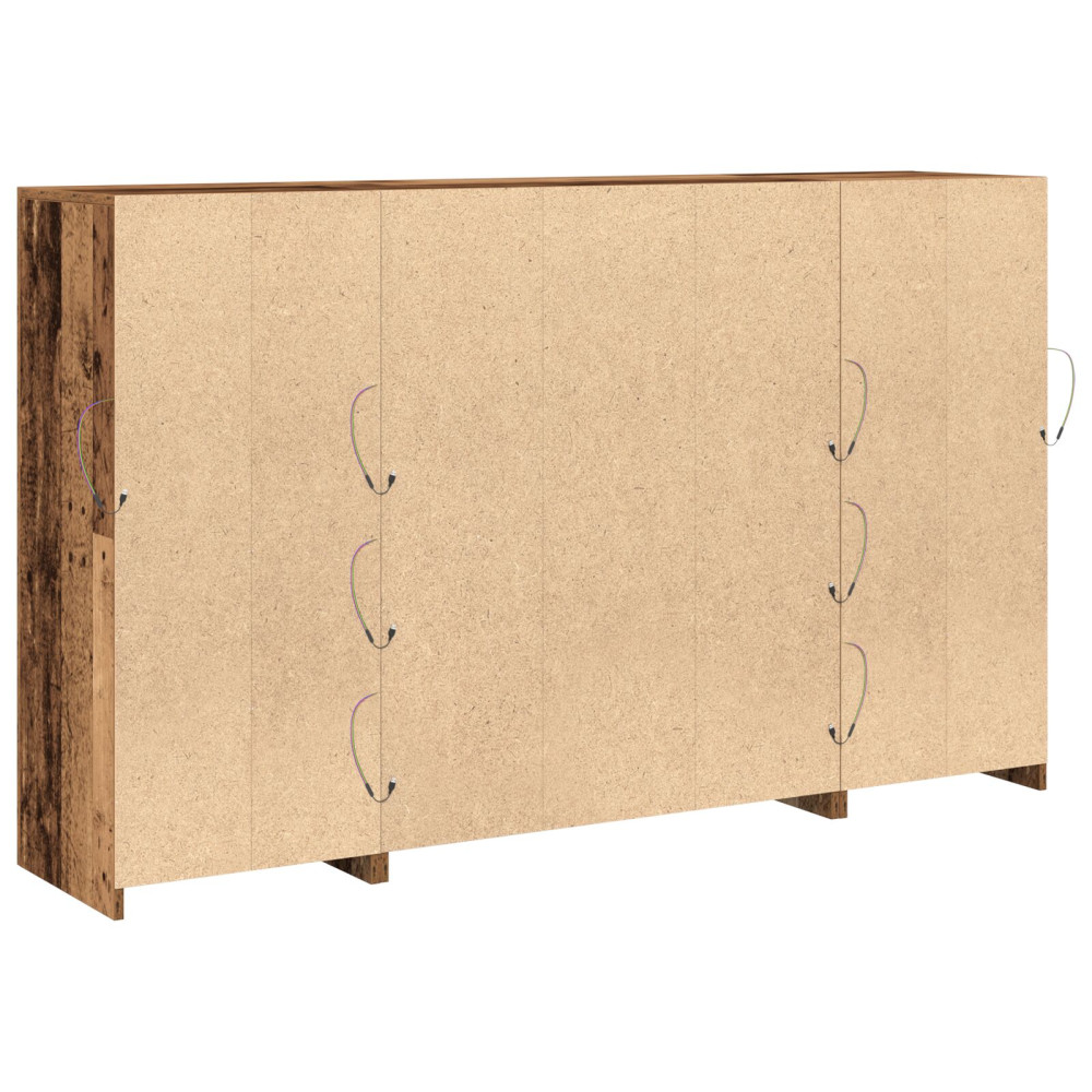 Produktbild för LED-sido bord Gammalt trä 163 x 37 x 100 cm Konstruerat trä