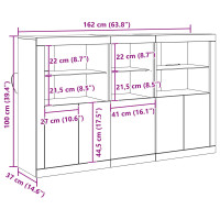 Produktbild för LED-sido bord Gammalt trä 162 x 37 x 100 cm Konstruerat trä