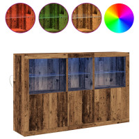 Produktbild för LED-sido bord Gammalt trä 162 x 37 x 100 cm Konstruerat trä