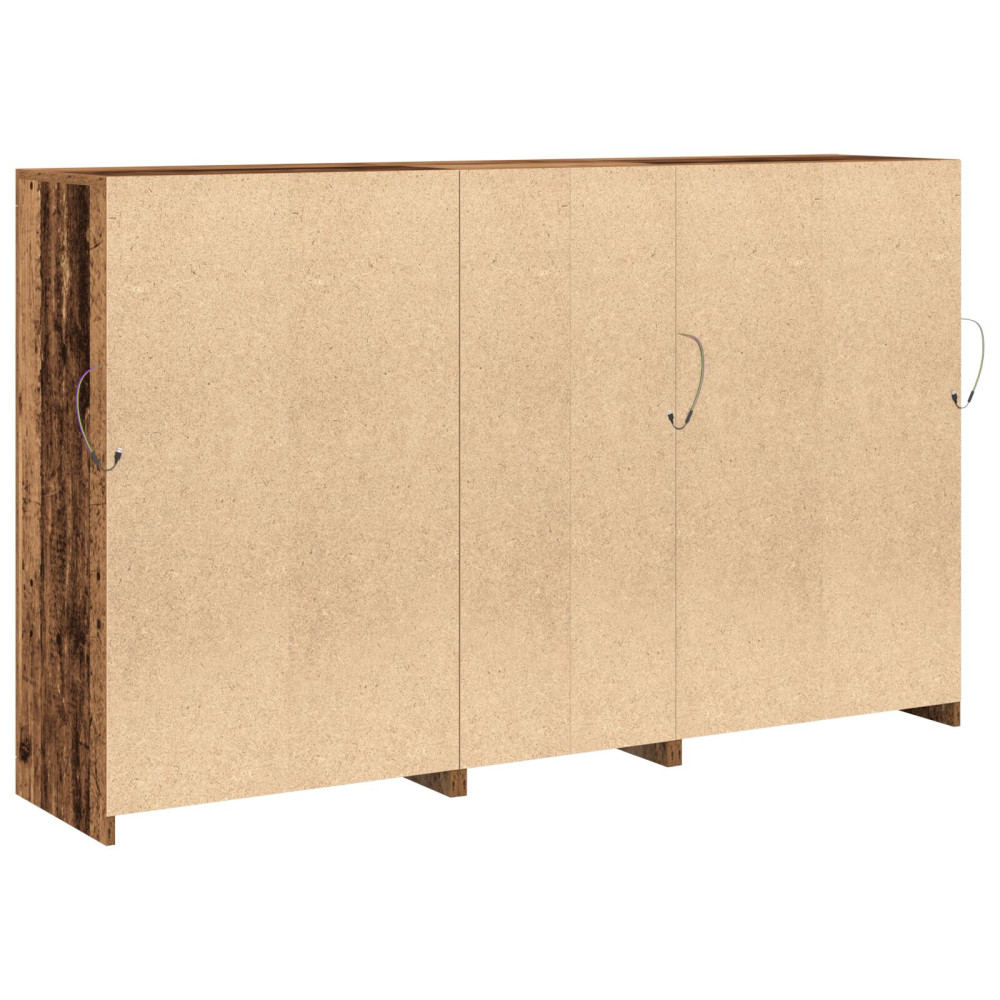 Produktbild för LED-sido bord Gammalt trä 162 x 37 x 100 cm Konstruerat trä