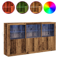 Produktbild för LED-sido bord Gammalt trä 181,5 x 37 x 100 cm Konstruerat trä