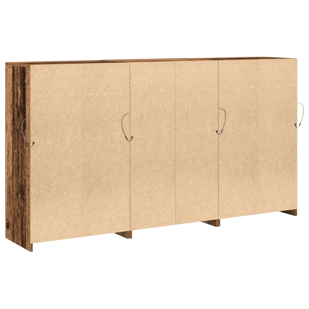 Produktbild för LED-sido bord Gammalt trä 181,5 x 37 x 100 cm Konstruerat trä