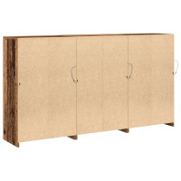Produktbild för LED-sido bord Gammalt trä 181,5 x 37 x 100 cm Konstruerat trä