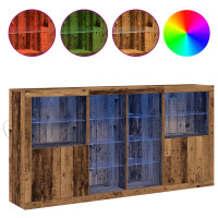Produktbild för LED-sido bord 3 pcs Gammalt trä 202 x 37 x 100 cm