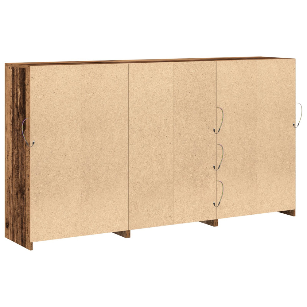 Produktbild för LED-sido bord 3 pcs Gammalt trä 202 x 37 x 100 cm