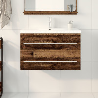 Produktbild för Badrumsskåp med handfat 2 pcs Gammalt trä 80 x 38,5 x 48 cm