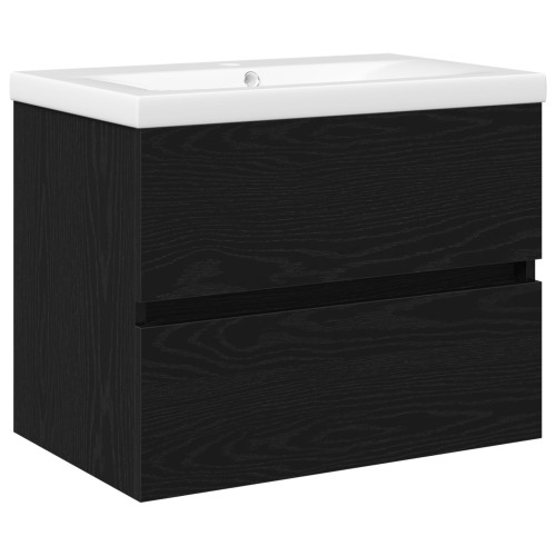 vidaXL Badrumsskåp med handfat Svart Ek 60 x 39 x 62 cm