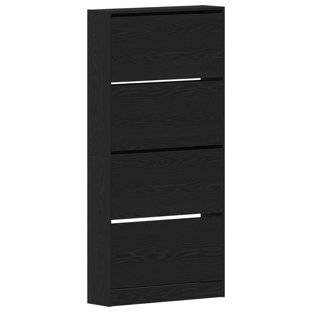 Produktbild för Skoskåp med hylla Svart Ek 80 x 21 x 163,5 cm Konstruerat trä
