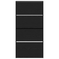 Produktbild för Skoskåp med hylla Svart Ek 80 x 21 x 163,5 cm Konstruerat trä