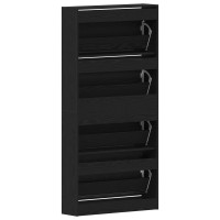 Produktbild för Skoskåp med hylla Svart Ek 80 x 21 x 163,5 cm Konstruerat trä
