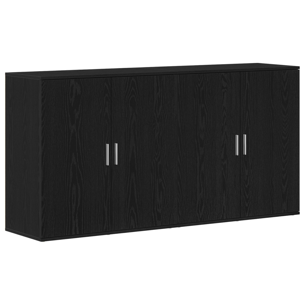 Produktbild för Sideboard 2 pcs Svart Ek 79 x 38 x 80 cm Konstruerat trä