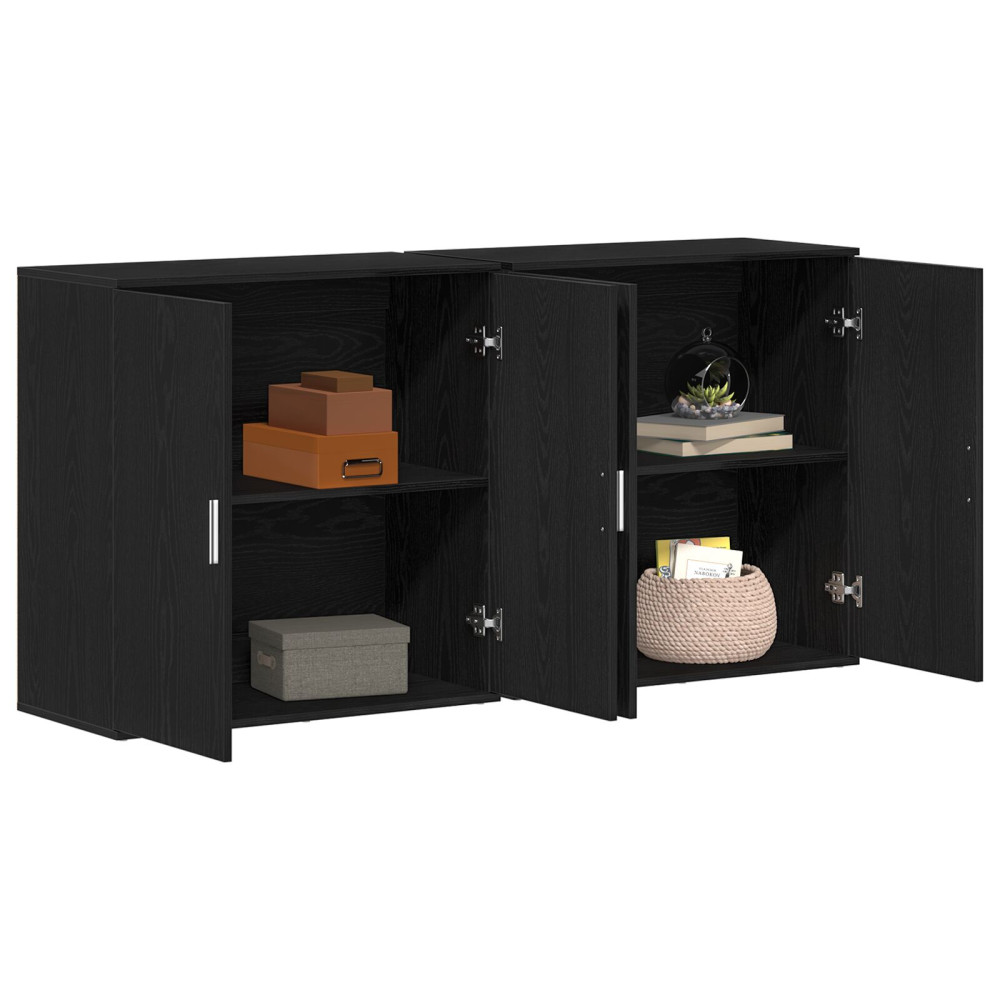 Produktbild för Sideboard 2 pcs Svart Ek 79 x 38 x 80 cm Konstruerat trä