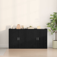 Produktbild för Sideboard 2 pcs Svart Ek 79 x 38 x 80 cm Konstruerat trä