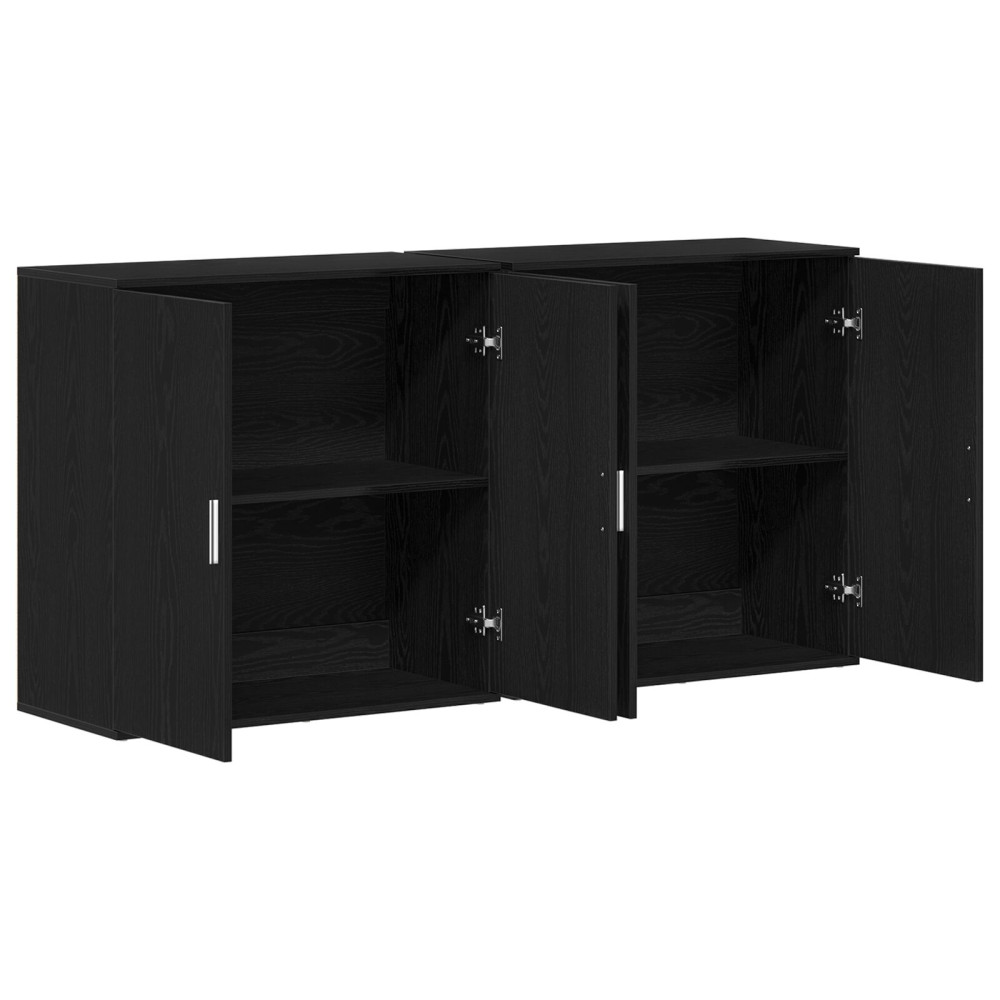 Produktbild för Sideboard 2 pcs Svart Ek 79 x 38 x 80 cm Konstruerat trä
