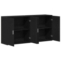 Produktbild för Sideboard 2 pcs Svart Ek 79 x 38 x 80 cm Konstruerat trä