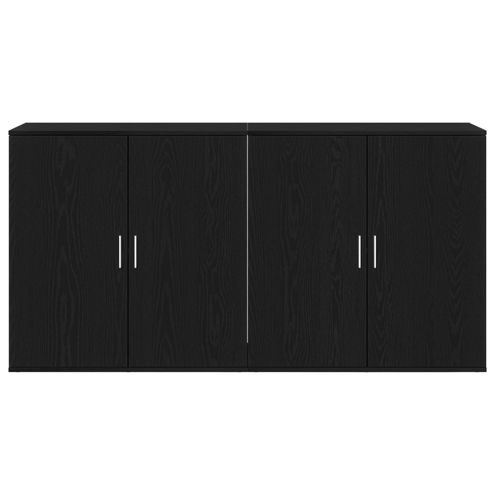 Produktbild för Sideboard 2 pcs Svart Ek 79 x 38 x 80 cm Konstruerat trä