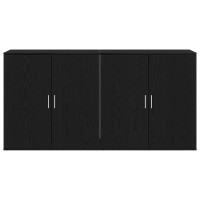 Produktbild för Sideboard 2 pcs Svart Ek 79 x 38 x 80 cm Konstruerat trä