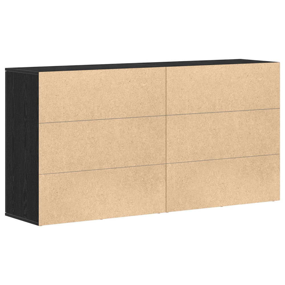 Produktbild för Sideboard 2 pcs Svart Ek 79 x 38 x 80 cm Konstruerat trä