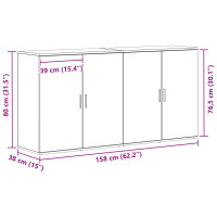 Produktbild för Sideboard 2 pcs Svart Ek 79 x 38 x 80 cm Konstruerat trä