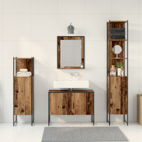 Produktbild för Badrumsmöbelset med hylla med dörr 4 pcs Brun Konstruerat trä