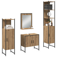 Produktbild för Badrumsmöbelset 4 st Brun 33 x 33 x 185,5 cm Konstruerat trä