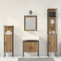 Produktbild för Badrumsmöbelset 4 st Brun 33 x 33 x 185,5 cm Konstruerat trä