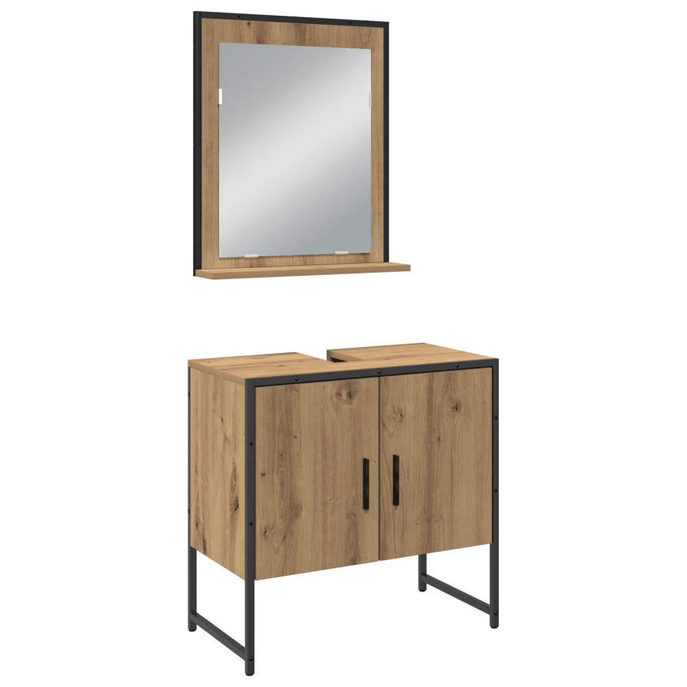 Produktbild för Badrumsmöbelset 4 st Brun 33 x 33 x 185,5 cm Konstruerat trä