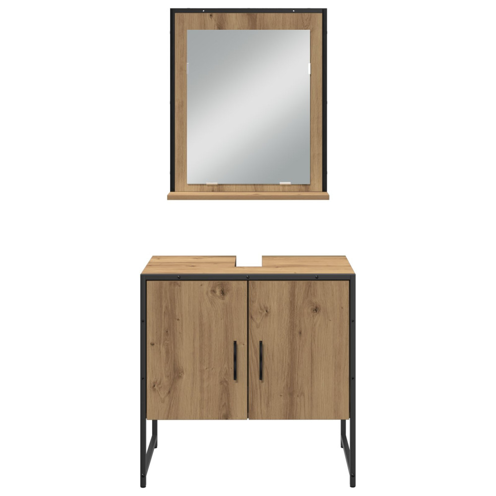 Produktbild för Badrumsmöbelset 4 st Brun 33 x 33 x 185,5 cm Konstruerat trä