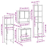 Produktbild för Badrumsmöbelset 4 st Brun 33 x 33 x 185,5 cm Konstruerat trä