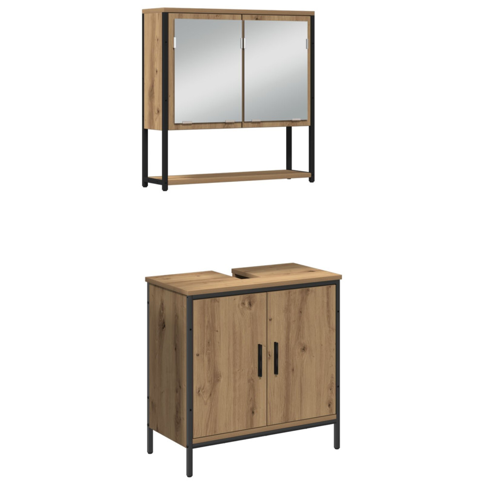 Produktbild för Badrumsmöbelset 4 st Brun 33 x 33 x 185,5 cm Konstruerat trä