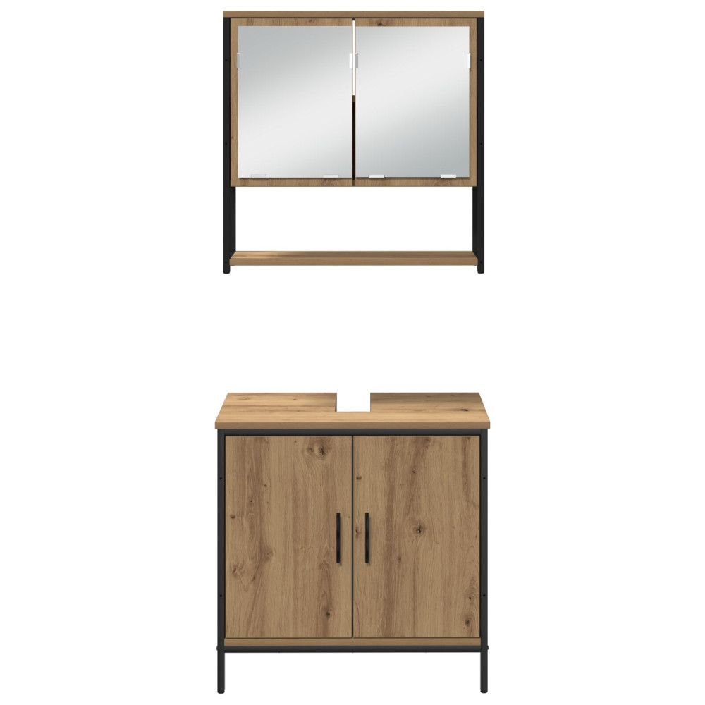 Produktbild för Badrumsmöbelset 4 st Brun 33 x 33 x 185,5 cm Konstruerat trä