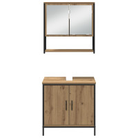 Produktbild för Badrumsmöbelset 4 st Brun 33 x 33 x 185,5 cm Konstruerat trä