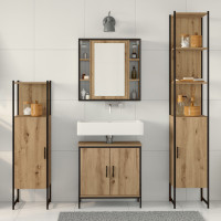 Produktbild för Badrumsmöbelset 4 st Brun 33 x 33 x 185,5 cm Konstruerat trä