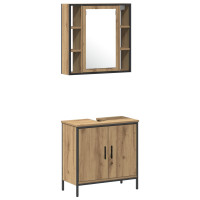 Produktbild för Badrumsmöbelset 4 st Brun 33 x 33 x 185,5 cm Konstruerat trä