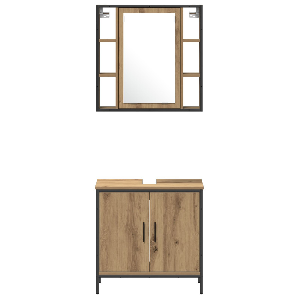 Produktbild för Badrumsmöbelset 4 st Brun 33 x 33 x 185,5 cm Konstruerat trä