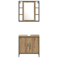 Produktbild för Badrumsmöbelset 4 st Brun 33 x 33 x 185,5 cm Konstruerat trä