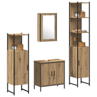 Produktbild för Badrumsmöbelset 4 st Brun 33 x 33 x 185,5 cm Konstruerat trä