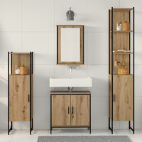 Produktbild för Badrumsmöbelset 4 st Brun 33 x 33 x 185,5 cm Konstruerat trä