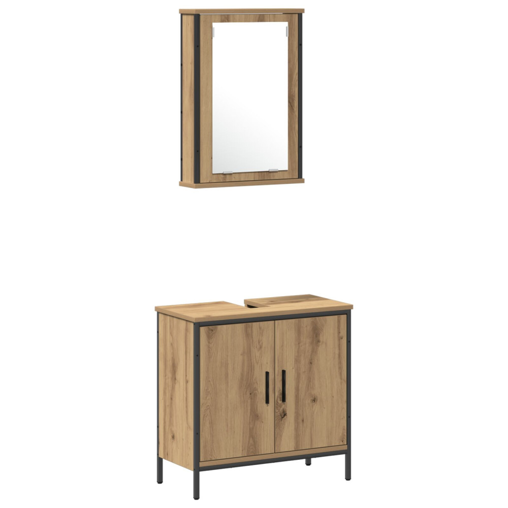 Produktbild för Badrumsmöbelset 4 st Brun 33 x 33 x 185,5 cm Konstruerat trä
