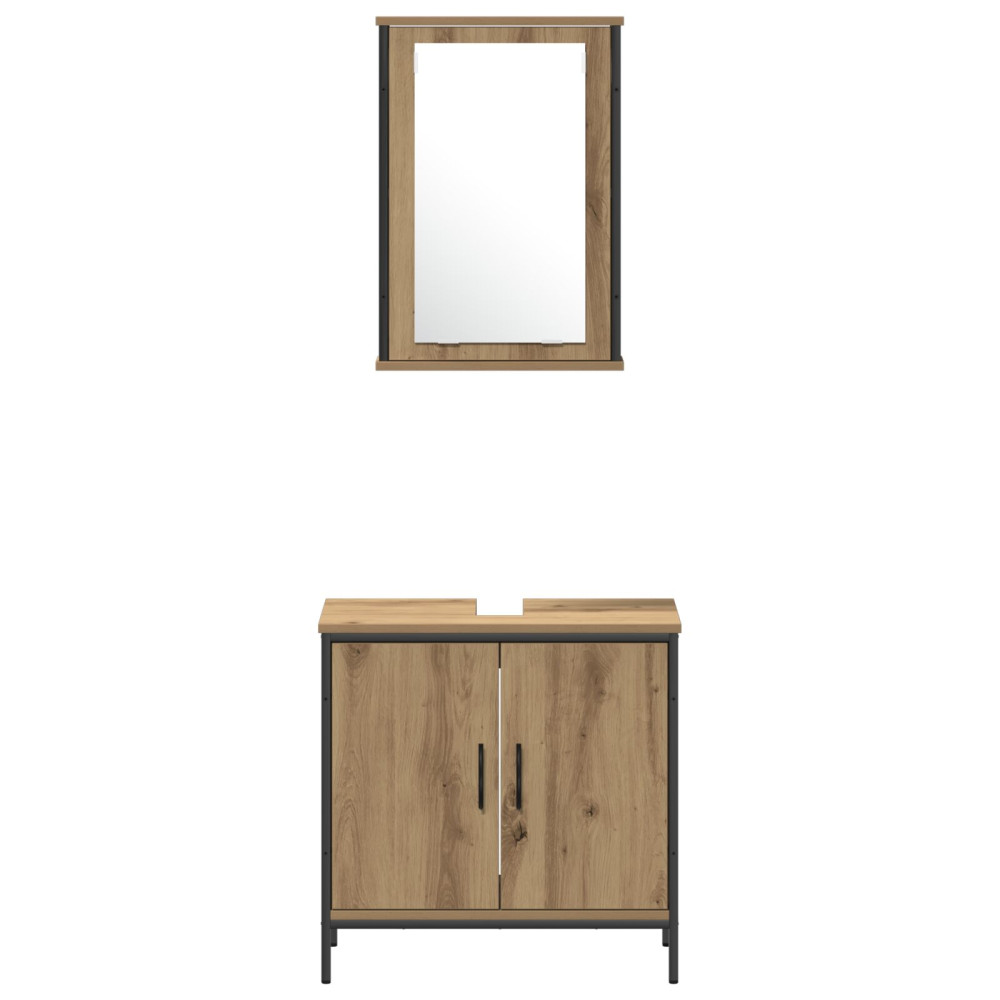 Produktbild för Badrumsmöbelset 4 st Brun 33 x 33 x 185,5 cm Konstruerat trä