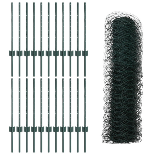 vidaXL Svetsat trådstängsel 50 x 0,5 m (B x H) PVC-belagda stål Grön