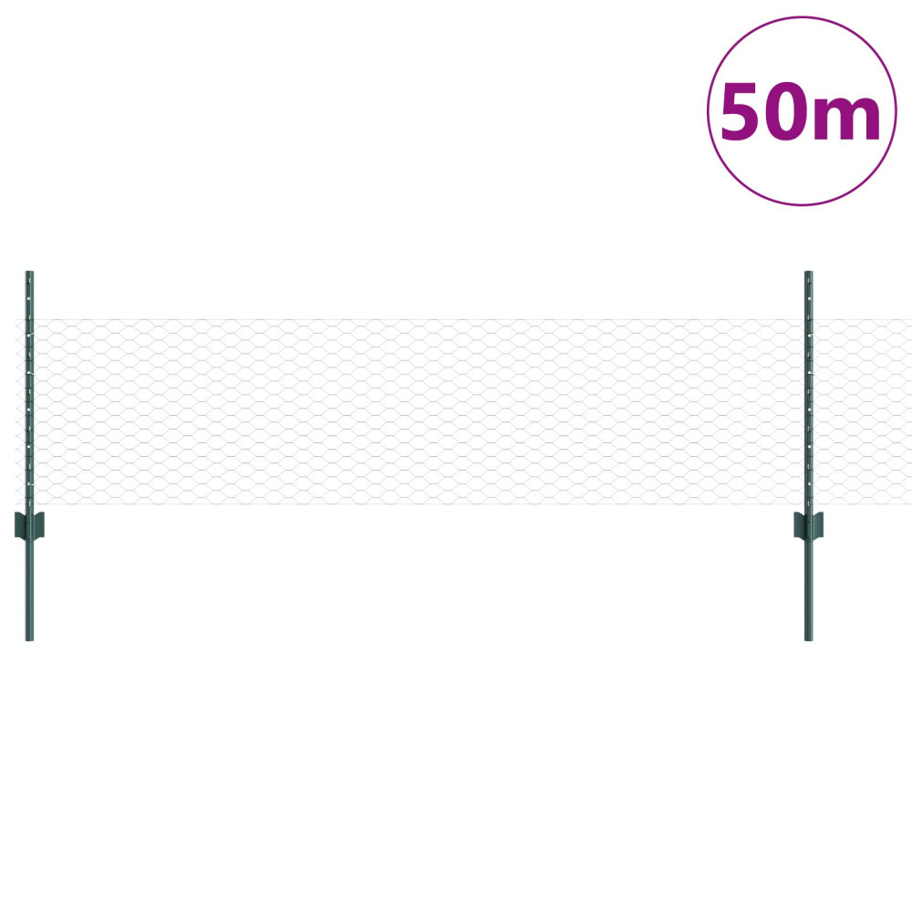 Produktbild för Svetsat trådstängsel 50 x 0,5 m (B x H) PVC-belagda stål Grön