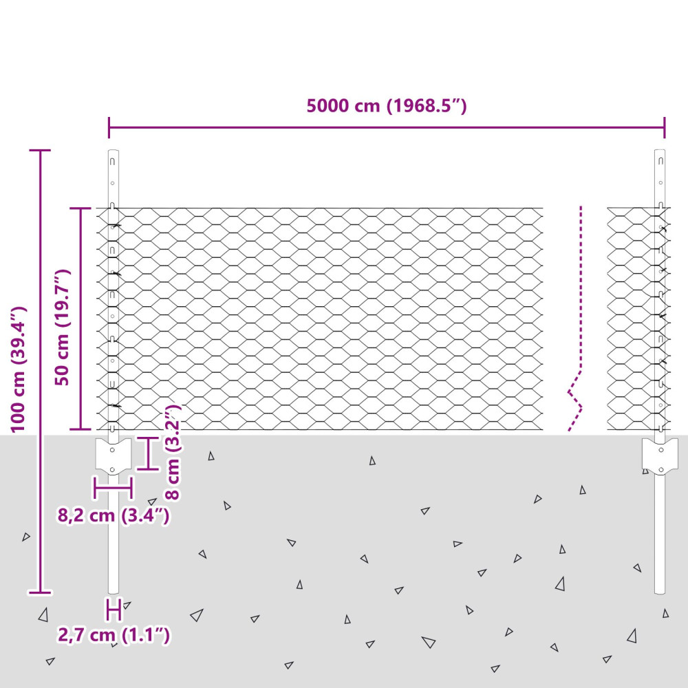 Produktbild för Svetsat trådstängsel 50 x 0,5 m (B x H) PVC-belagda stål Grön
